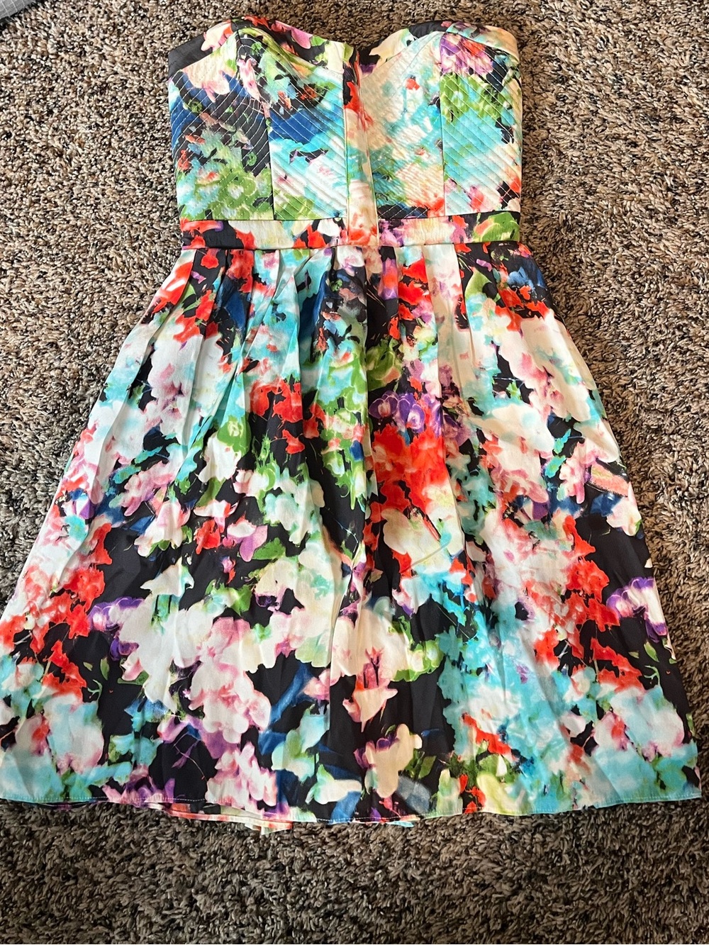 Pure Silk Parker Strapless Floral Print Lined Dress